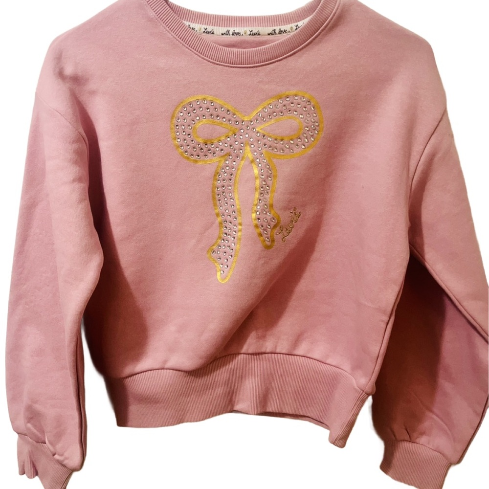 Levi’s NWT Girls Pink Buttery Soft Sweatshirt with adorable Gold Bow Design